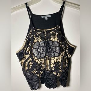 Crop Top. Nude & Black Floral. Sz: S